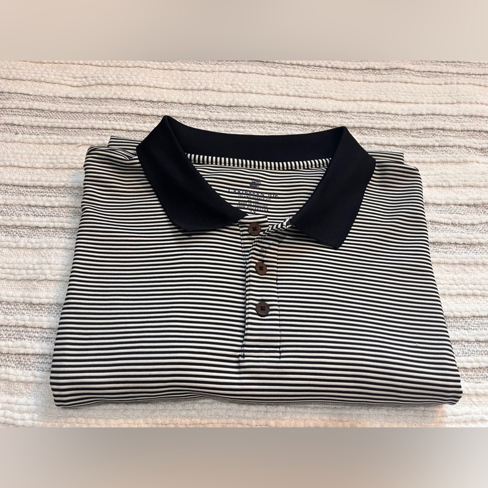 Caribbean Joe Men’s Black White Striped Short Sleeve Henley Size XXLarge